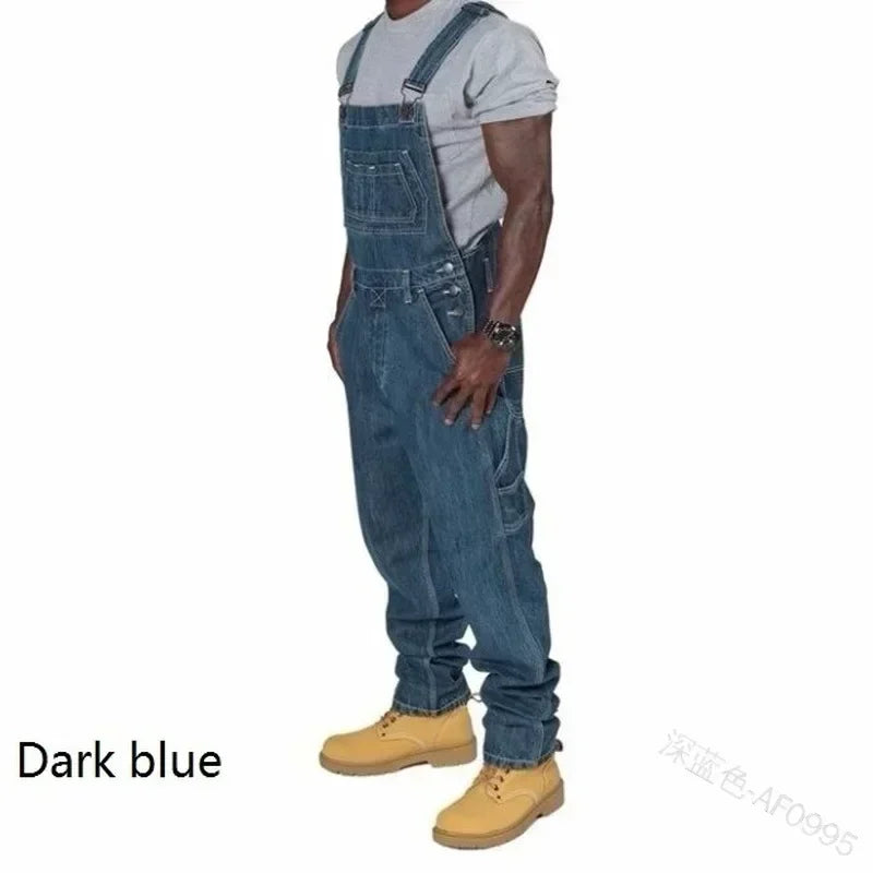 Mens Jeans Overalls Men Pockets