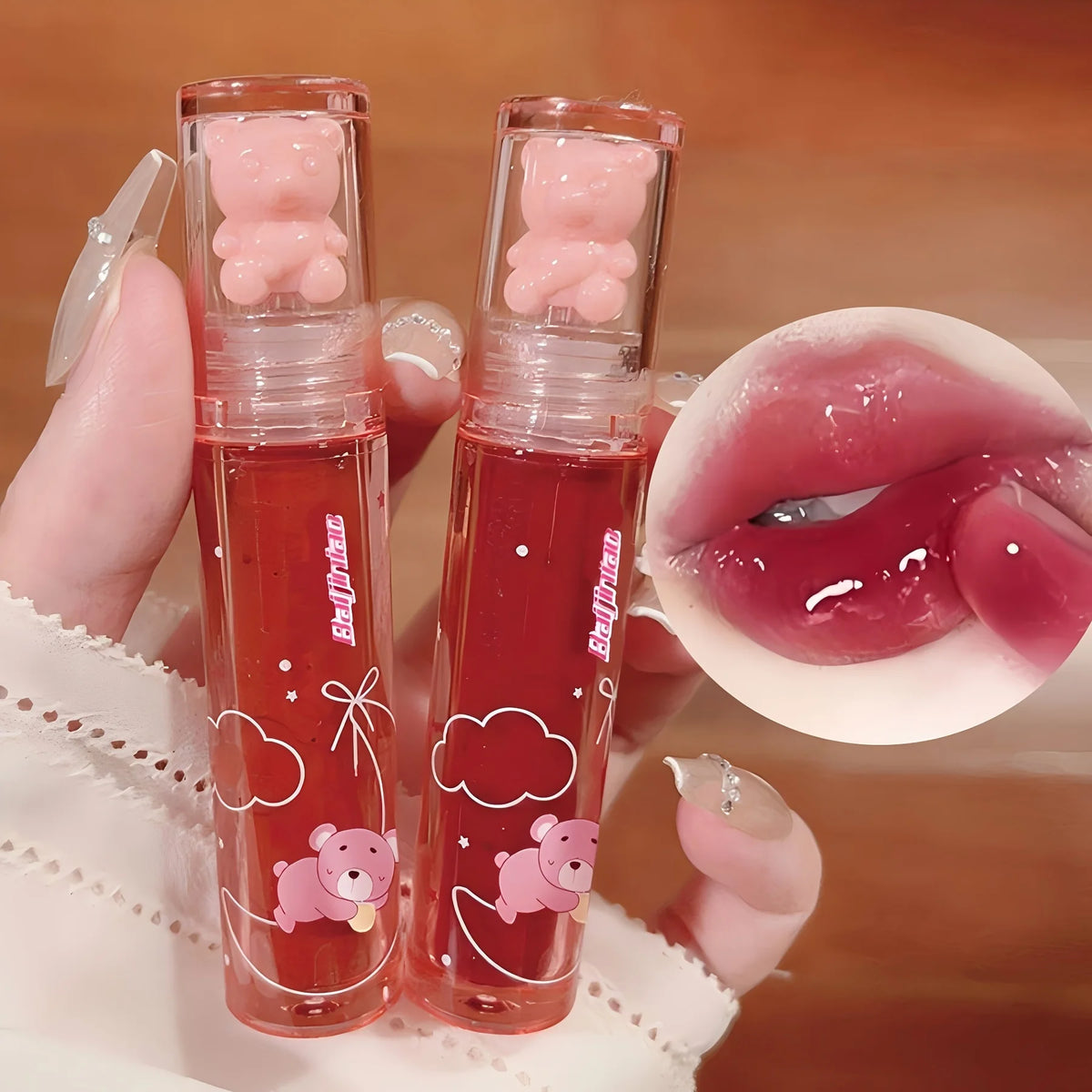 6 color  little bear lip gloss