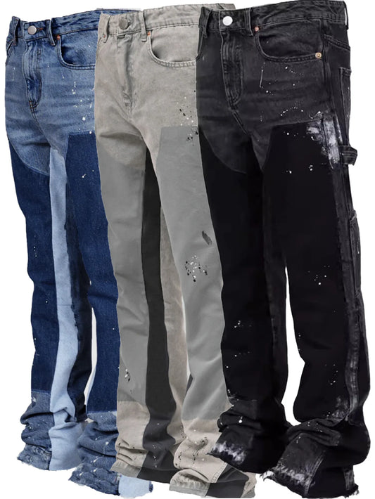 Washed Jeans Men Vintage Boot Cut Denim Jeans