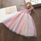 Mesh Summer Puffy Rainbow Dress