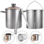 LMETJMA 3L Stainless Steel Deep Frying Pot