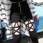 High Waist Hollow out Zipper Pencil Pants