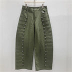 Women Jeans Vintage Buttons Wide Leg Pants Streetwear Solid Pockets Loose Trousers Y2k Washed Pant Denim Casual Summer 2026