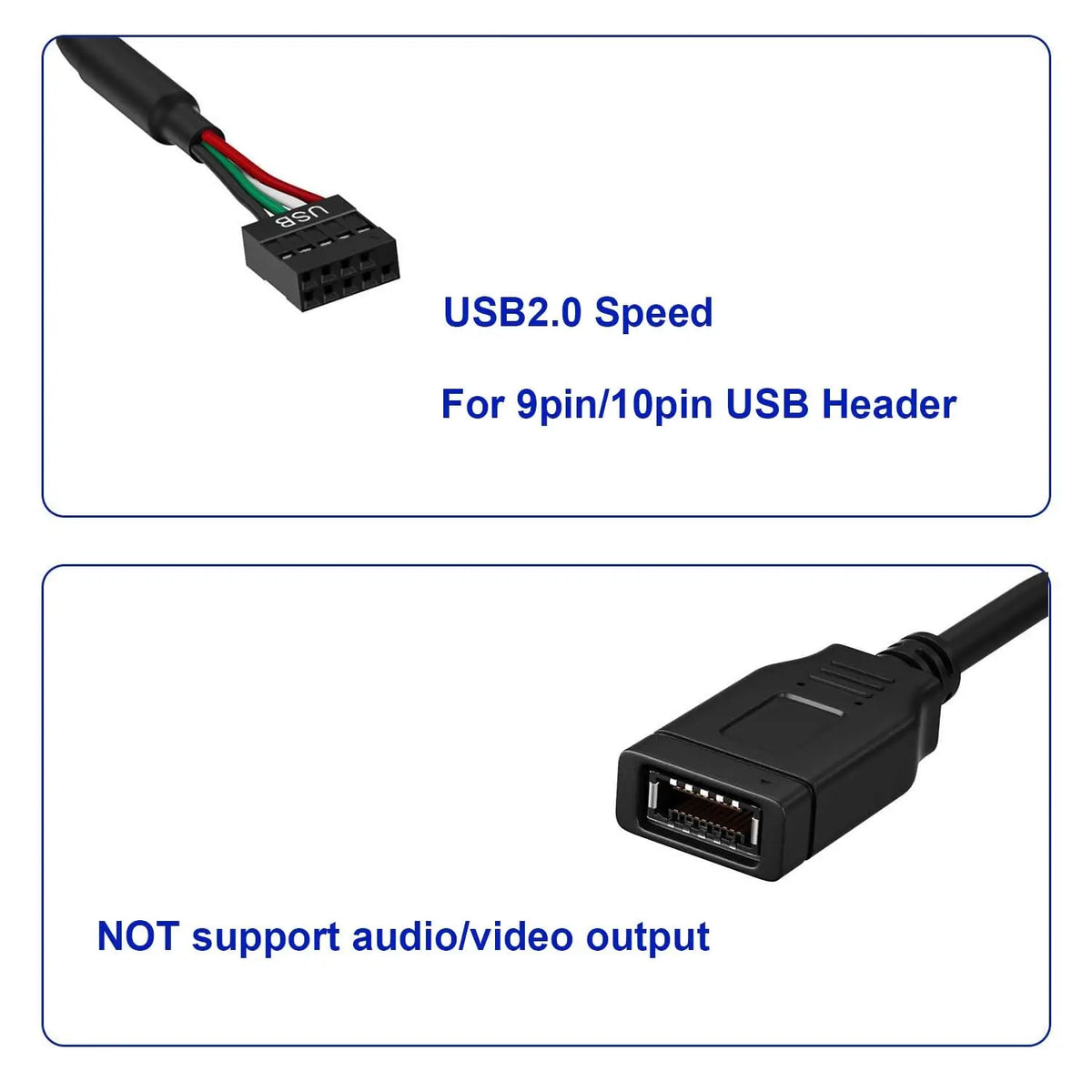 Portable USB2.0 9PIN To Type E Motherboard Header