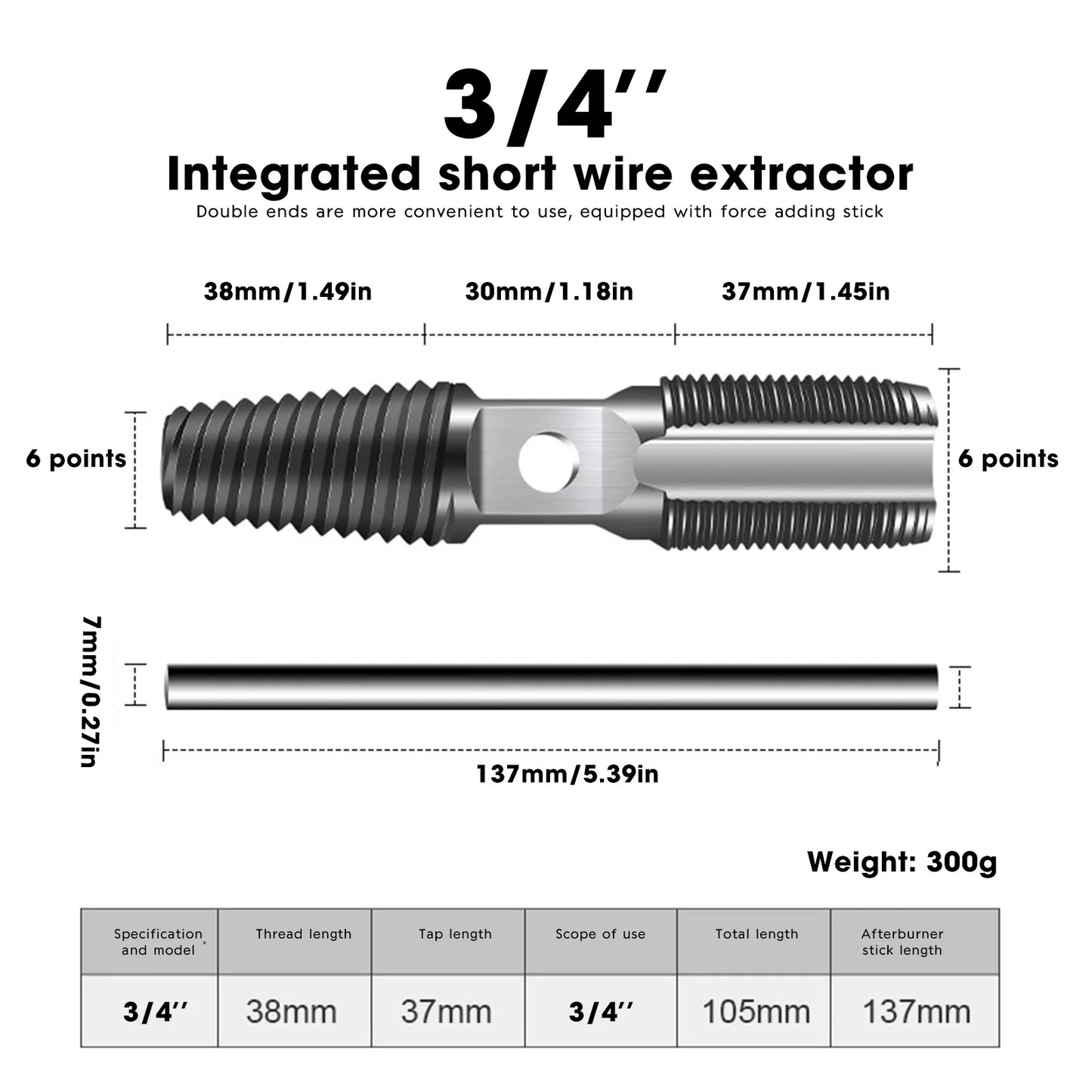 Damaged screw extractor double-headed screw extractor