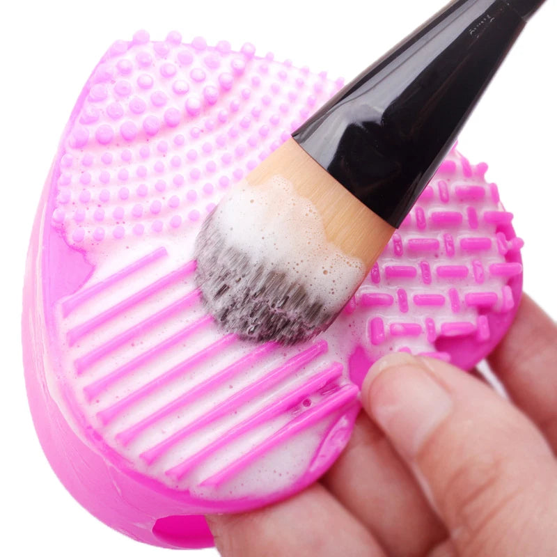 Silicon heart shaped makeup brush cleaner pads