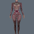 Rhinestone Pearls Spandex Jumpsuit