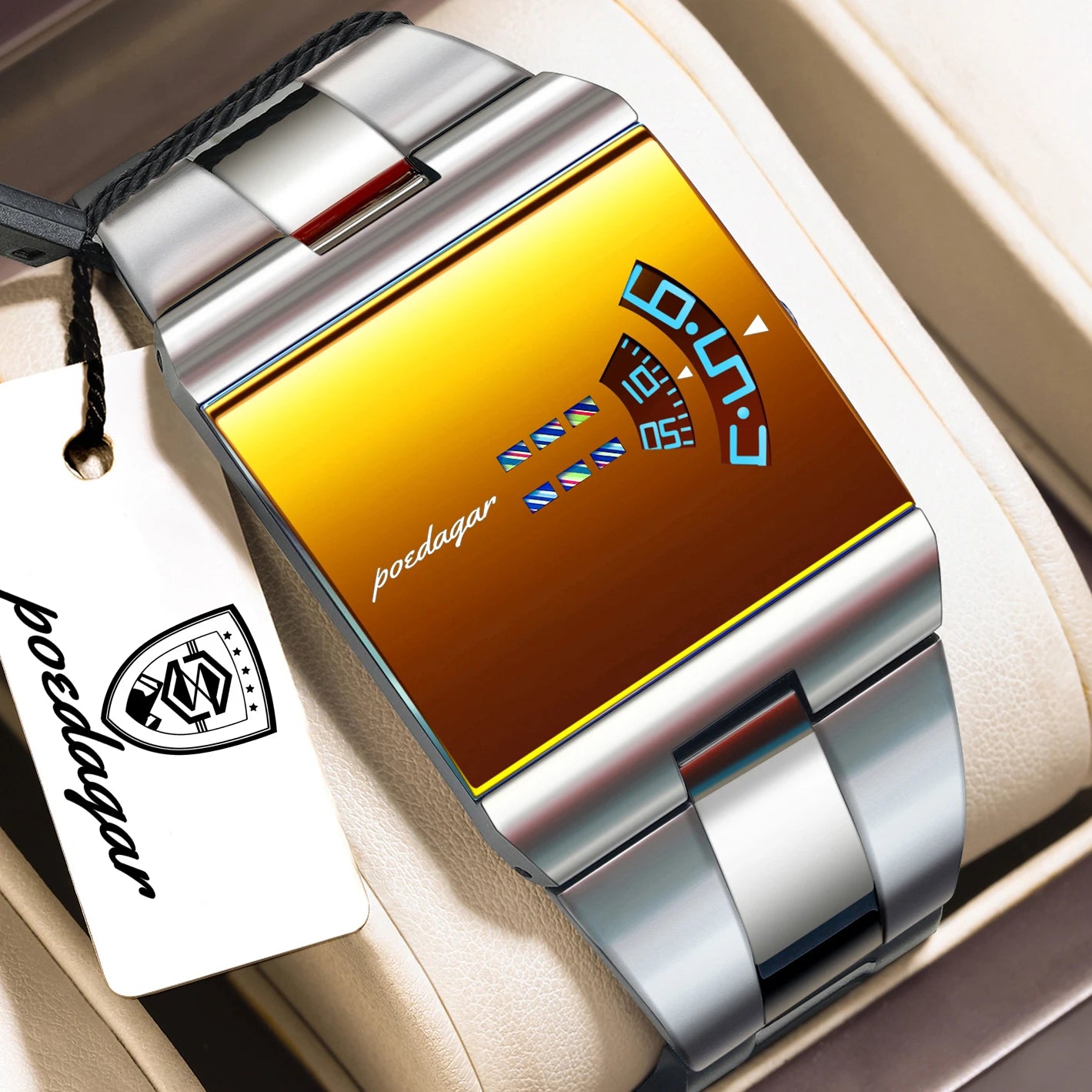 POEDAGAR Waterproof Wristwatch Stainless Steel