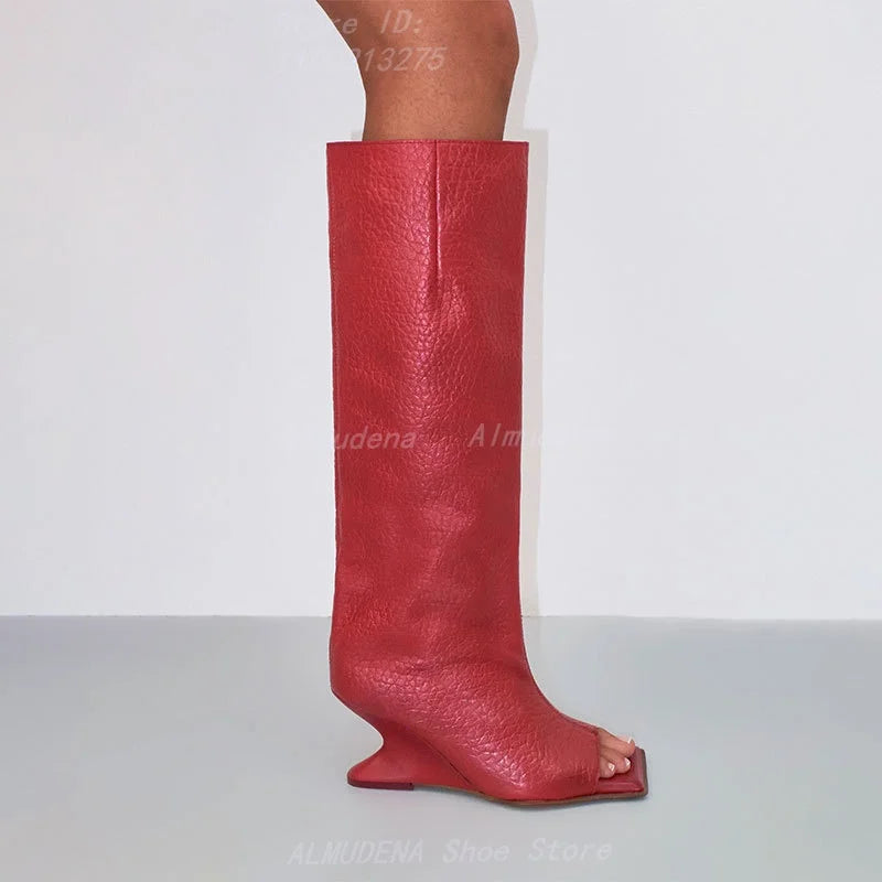 Square Toe Knee High Boots