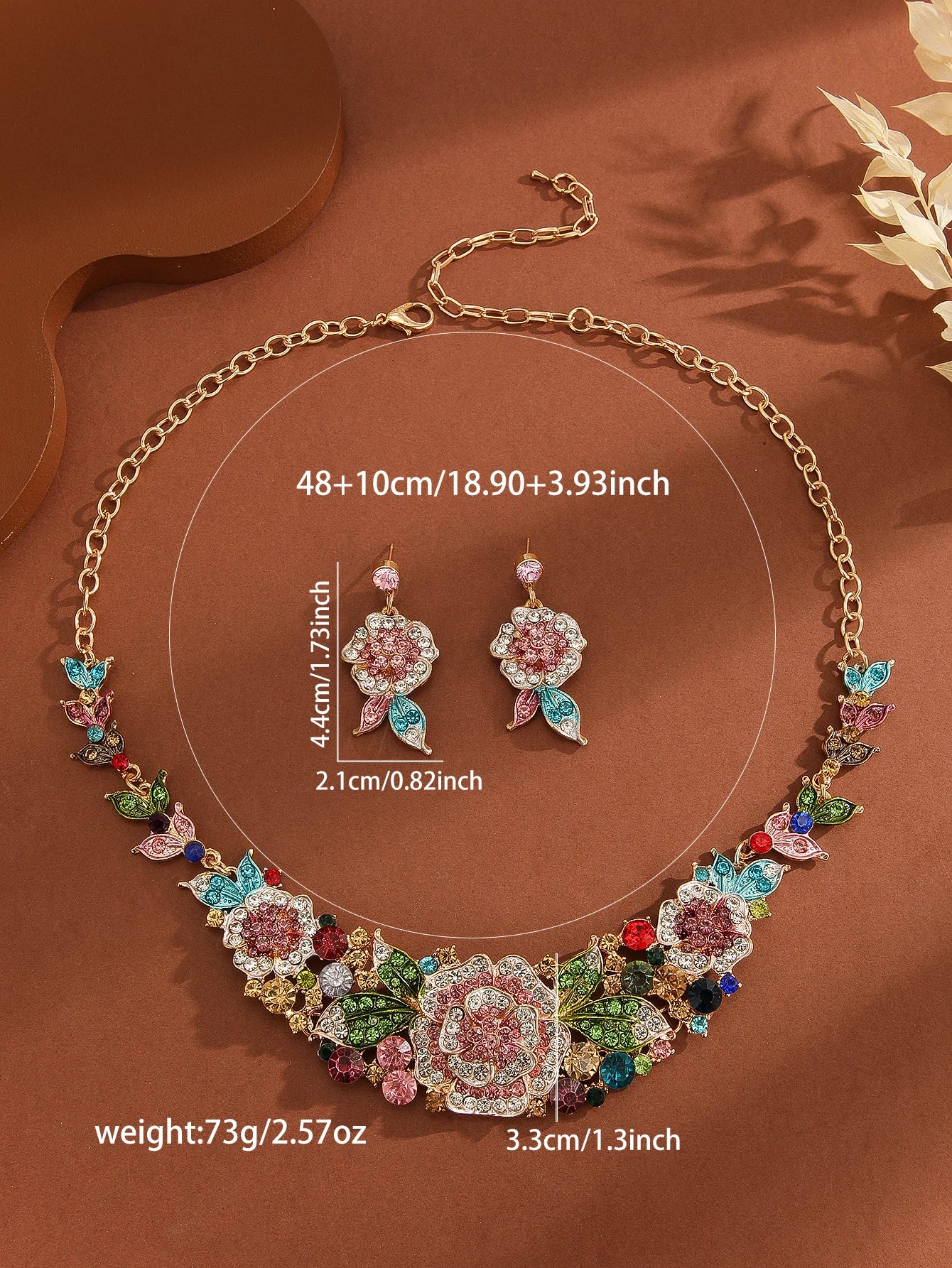 Mother’s Day Jewelry Gift:Luxury 3Pcs Rhinestone Flower Set