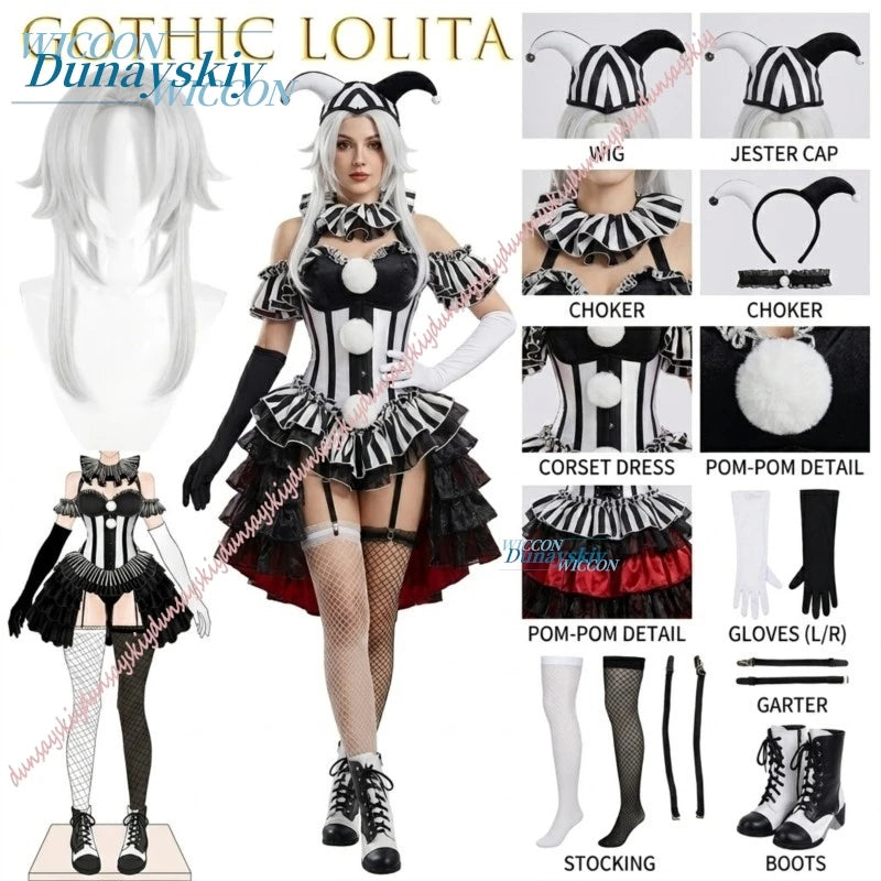 Scary Clown Black White Costume Set