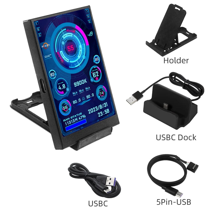 CPU RAM GPU HDD Monitor 320*480 IPS LCD ISB Display TURZX Software NO AIDA64