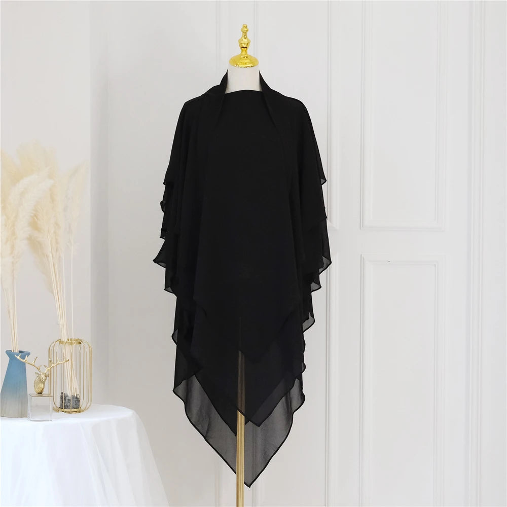 3 Layers Chiffon Hijabs Islamic Clothing Ramadan Eid Headdress
