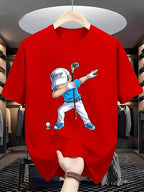 Golf Player Printed Round Neck T-shirt Top