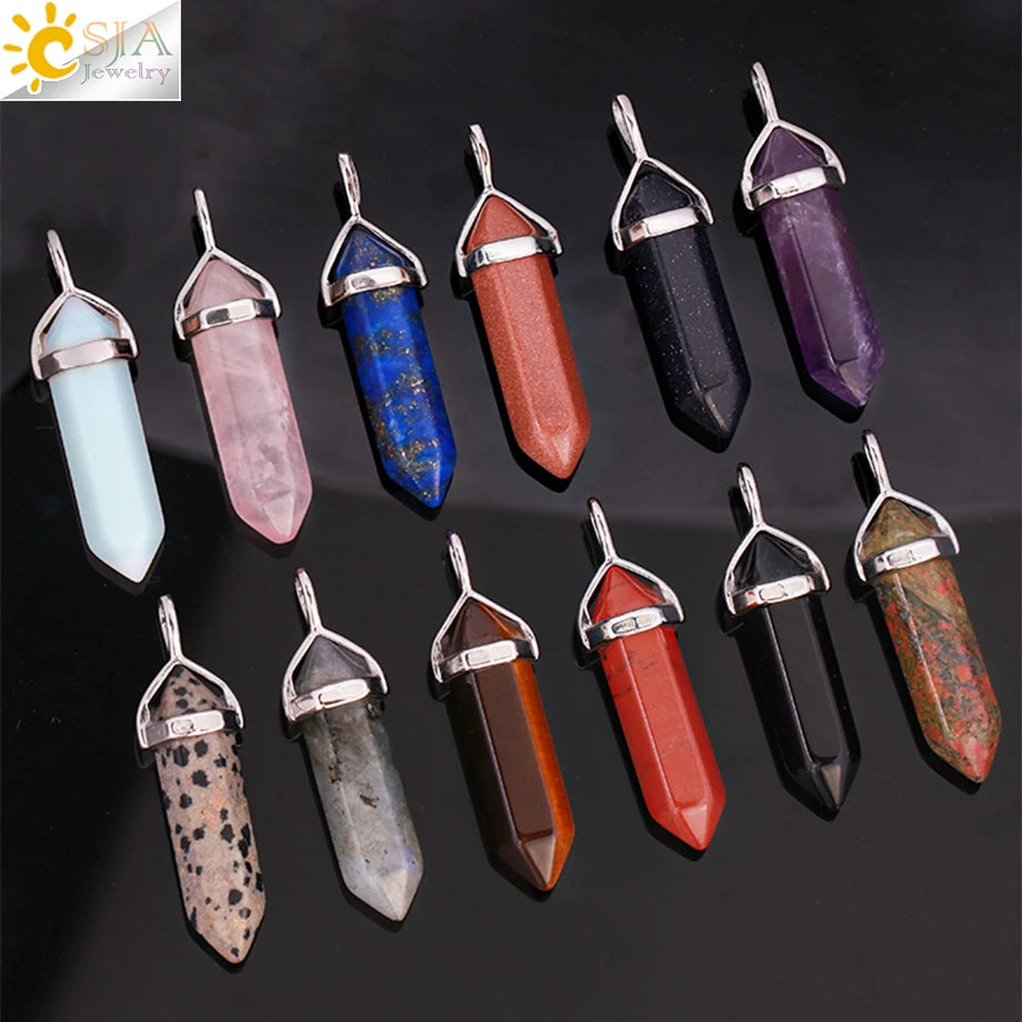 Hexagonal Bullet Crystal Necklaces