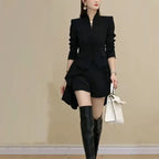 Elegant V-neck Long Sleeved short Dress
