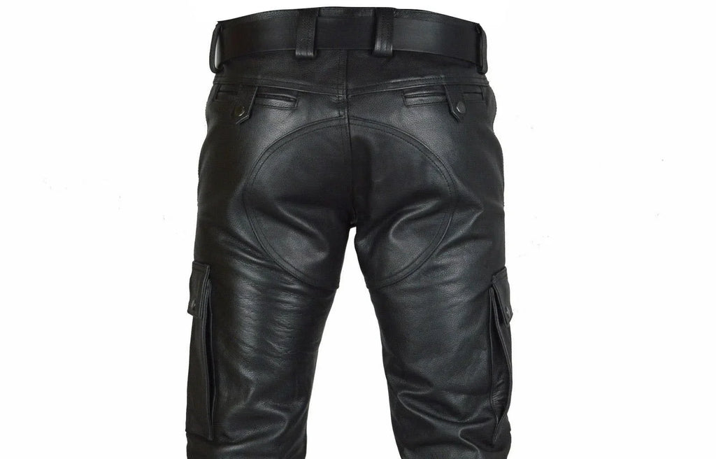 Faux Leather Slim-Fit Motorcycle Trousers