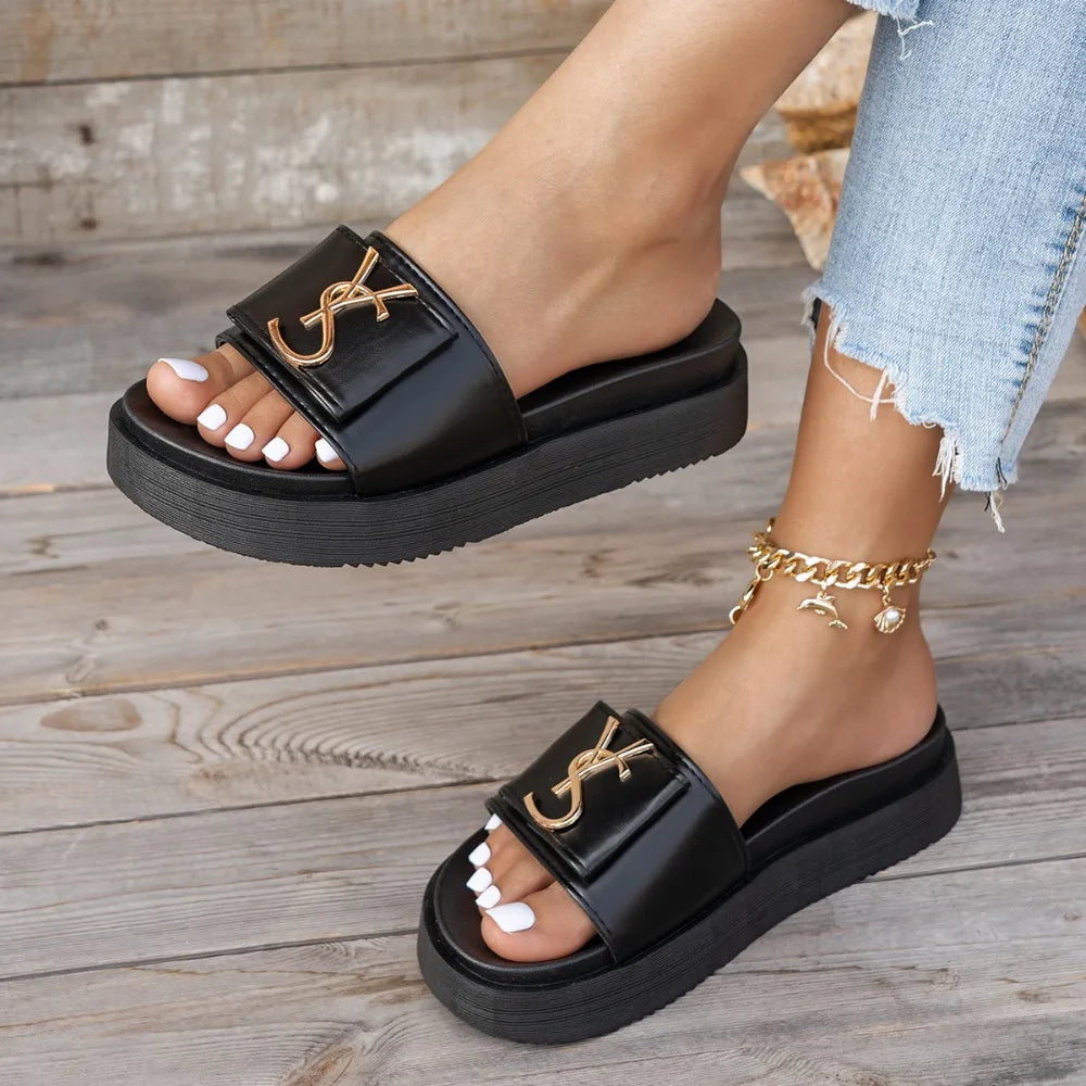Slippers Luxury Shoes Women Platform Design Slides Fashion Letters Ladies Shoes Casual Slipper Outside Non-slip Slippers Sandals
