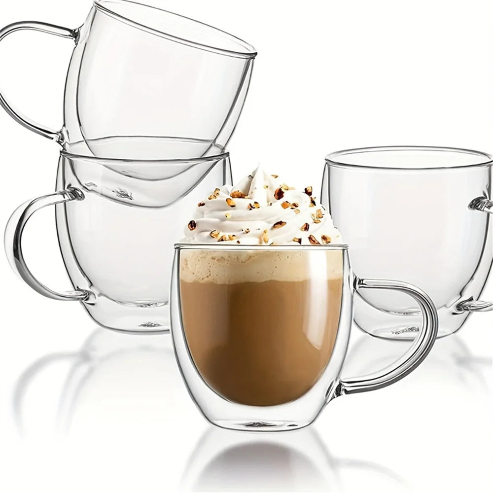 1pc 250ml Premium Double-Walled Borosilicate Glass Coffee Mug