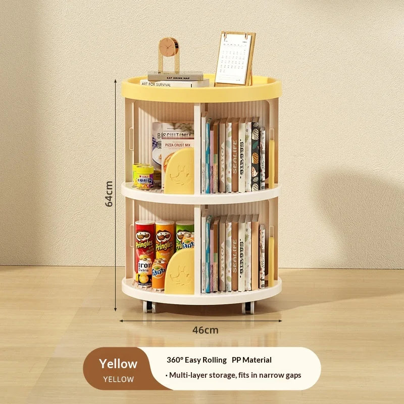 Rolling Rotating Bookshelf Bookcase