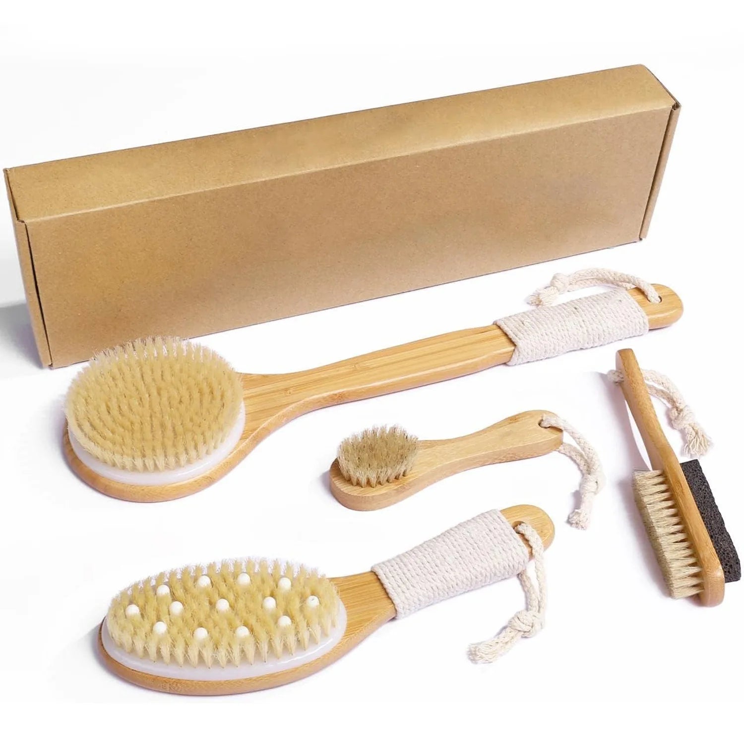 Body brush set exfoliating body dry brush