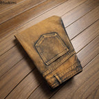 New Retro Jeans Men's Ripped Straight Leg Pants
