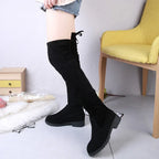 Faux Suede Winter Elastic Knee-high Boots