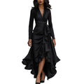 Evening Dress V Neck High Waist Slim Fit Ruffle