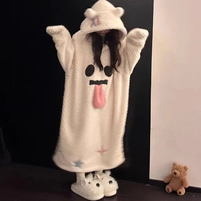 Cute  coral fleece bathrobe