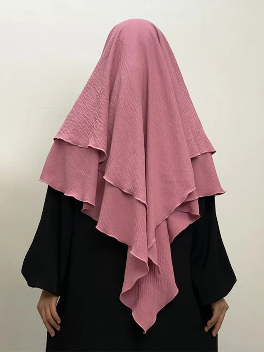 2 Layers Jazz Crepe Long Khimar Women Hijab