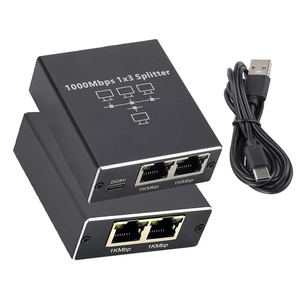 1000Mbps Ethernet Splitter Adapter Network LAN Extender RJ45