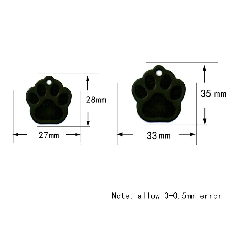 100Pcs Paw Pet Dog ID Tag