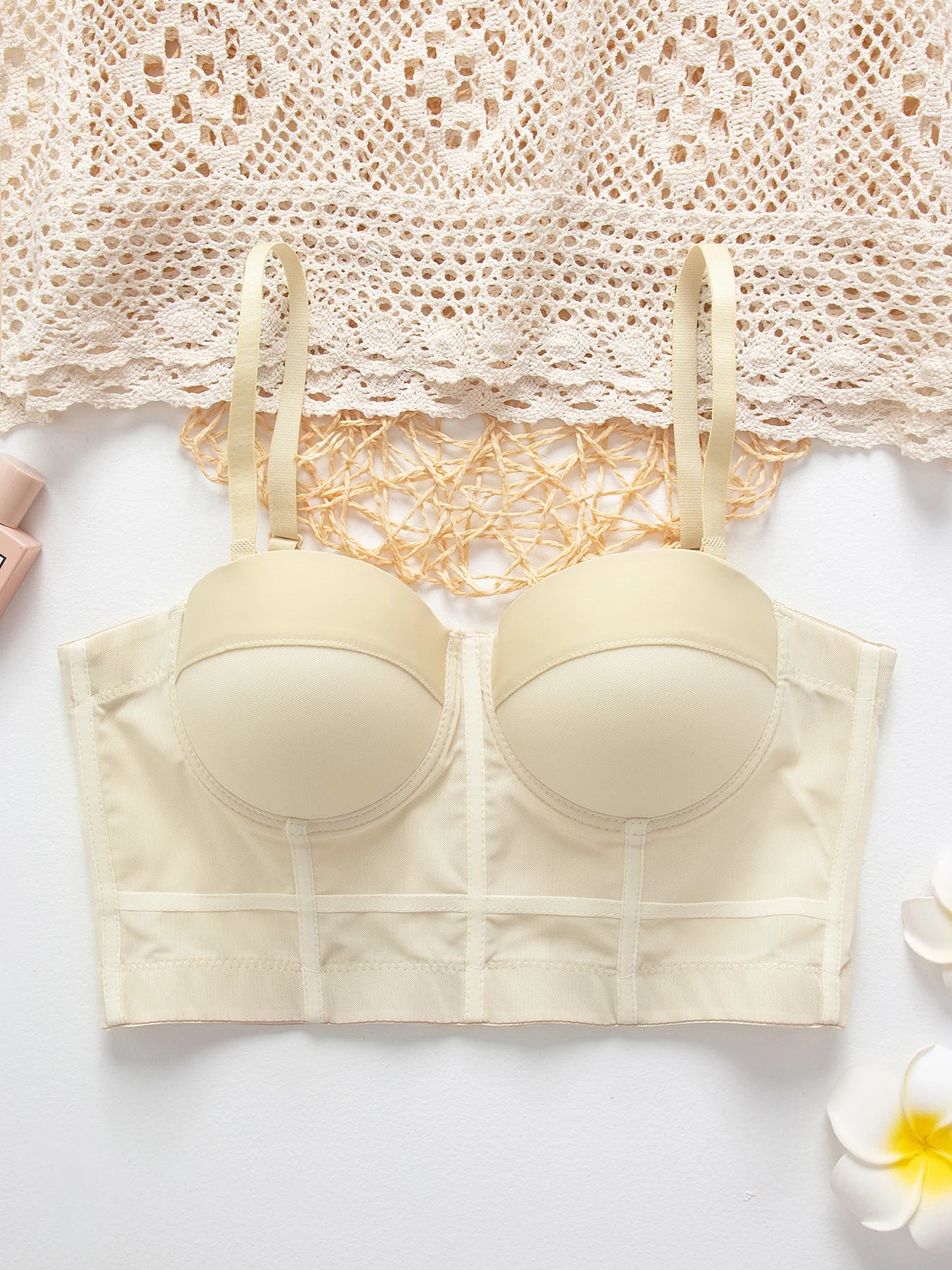 Solid Color Simplicity Elegant New Shoulder Strap Gauze Bra