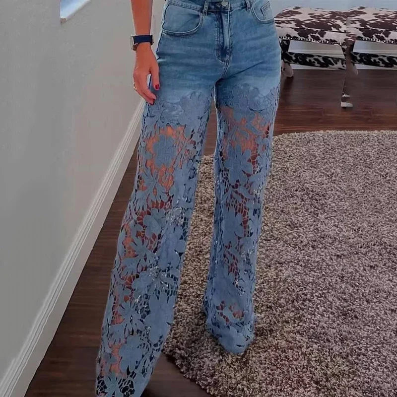 High Waist Wide Leg Jeans Pants
