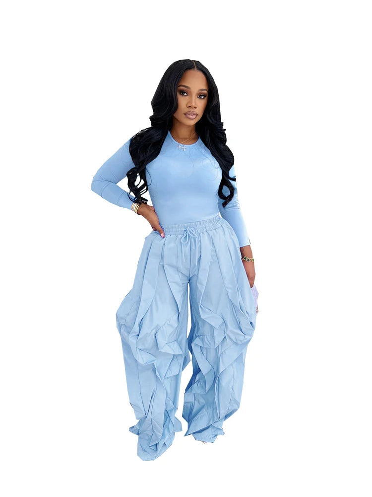Divine33 ruffle pants Two Piece
