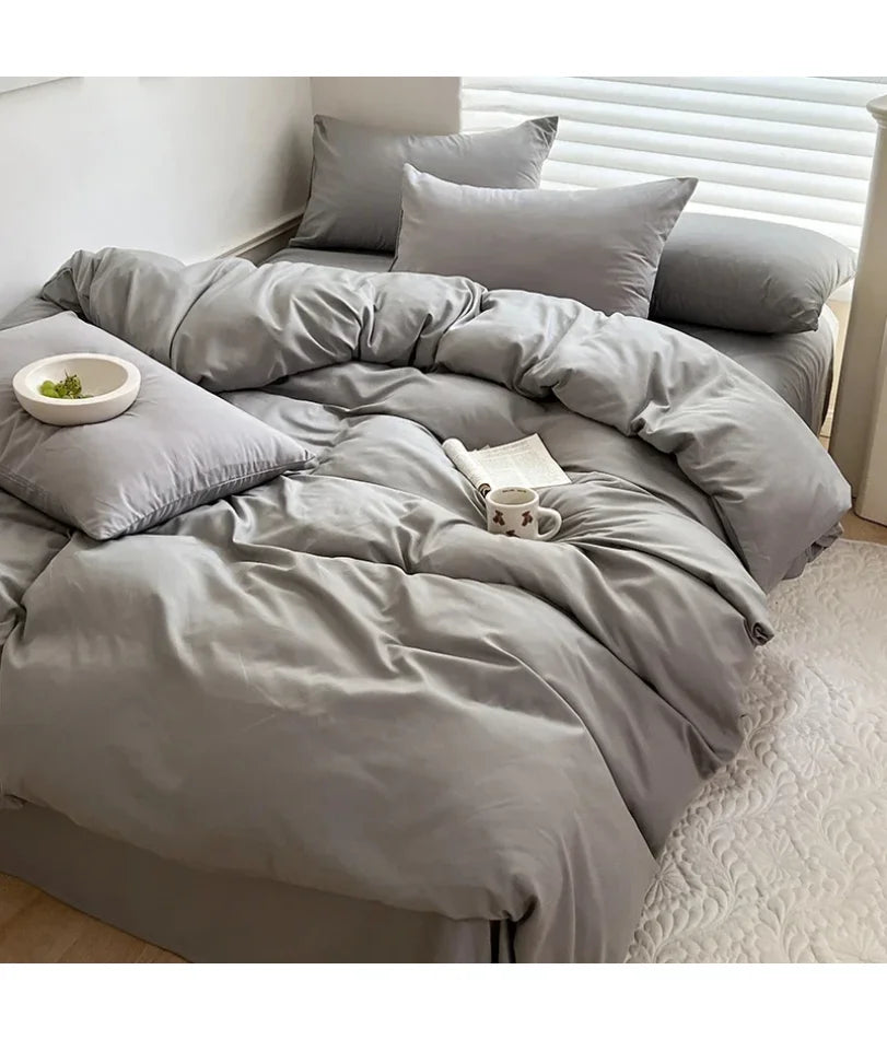 Solid Bed Linen Cotton Bedding Set