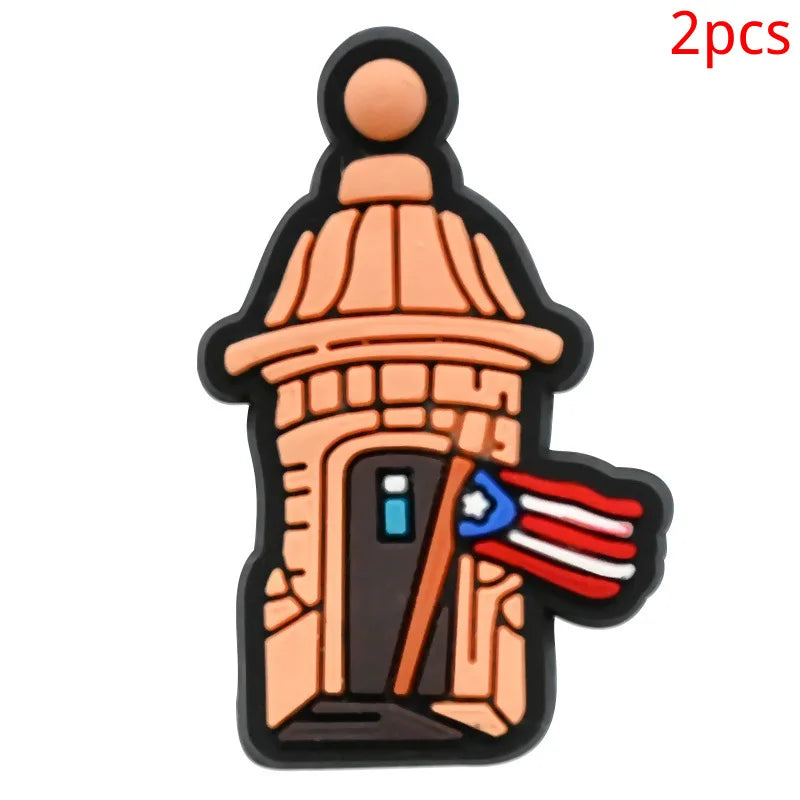 Puerto Rico series PVC 2pcs shoe charms