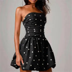 Polka Dot Print Tube Top Dress