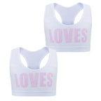 2/4PCS Big Girls Loves Printed Sports Training Bras