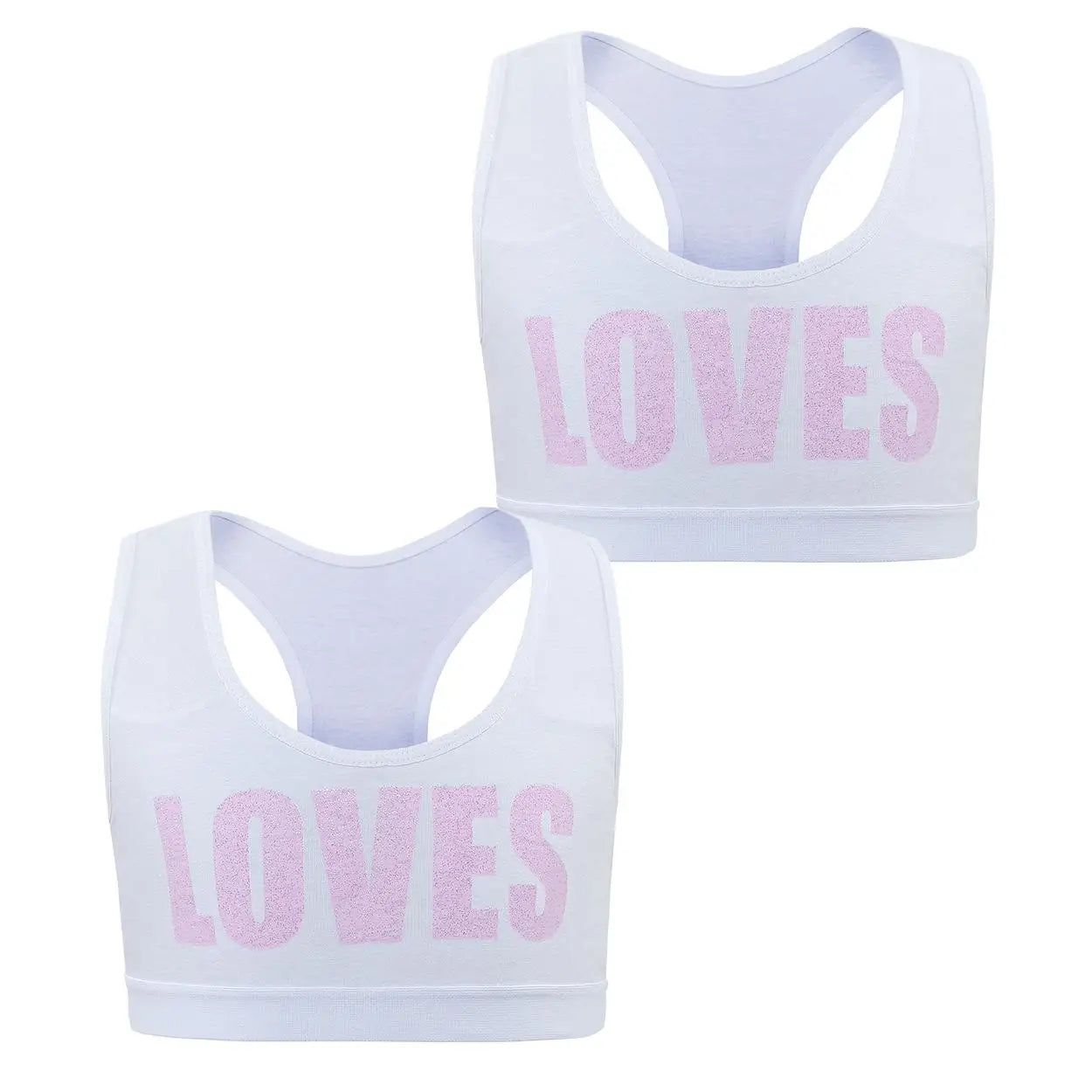 2/4PCS Big Girls Loves Printed Sports Training Bras