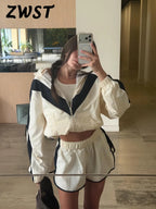 Elegant Contrast Jacket Shorts Suit