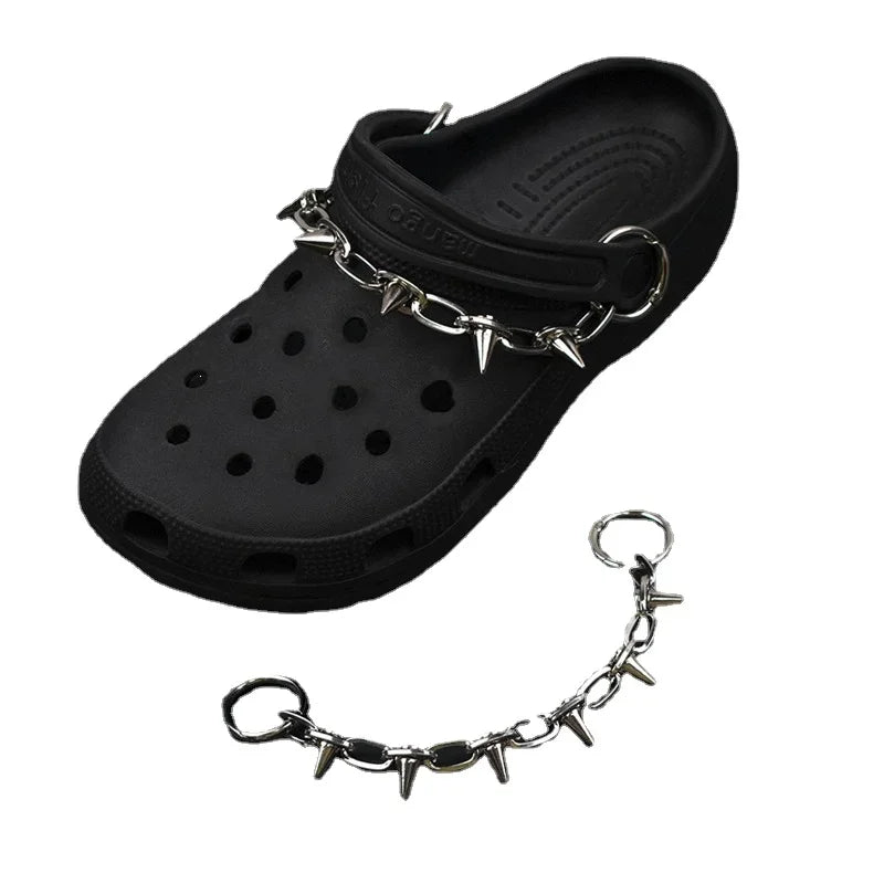 Designer croc Charms Chain Punk Pendant Metal Buckle