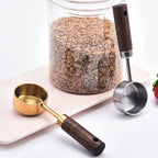 15ml Stainless Steel Measuring Spoon Tablespoon Coffee Scoop Wood Handle Sugar Powder Coffee Bean Measure Spoon Kitchen Tools