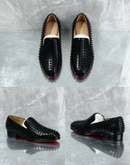 Black Rivets  Red Sole Loafers