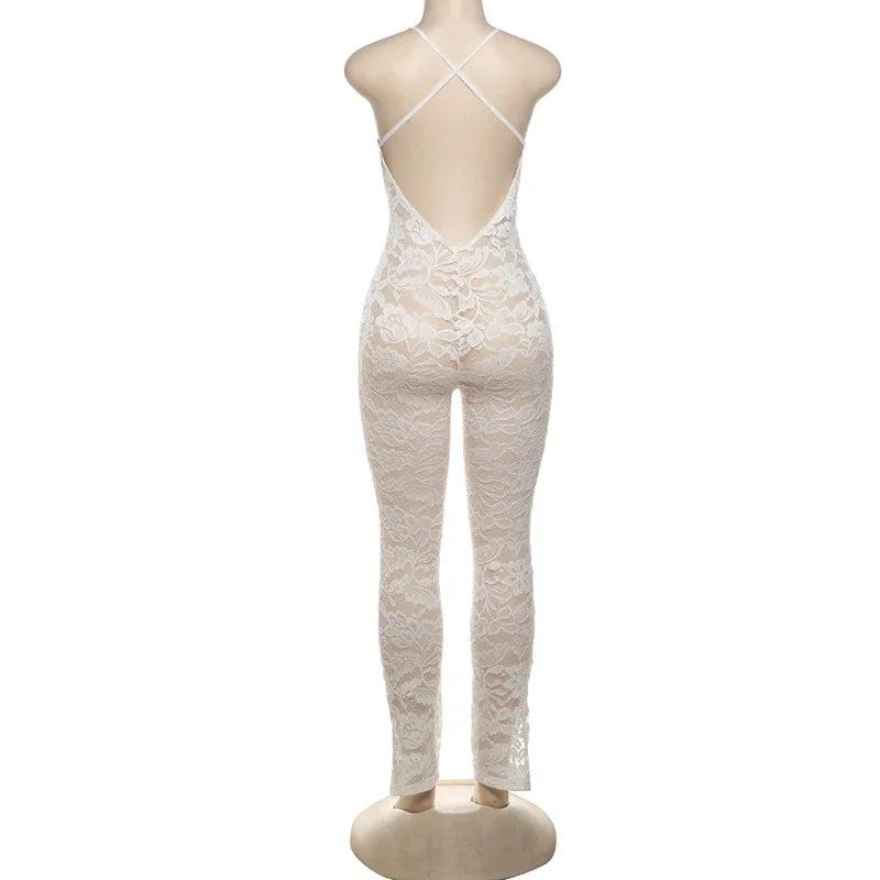 Women Sexy Cross Backless Jumpsuit