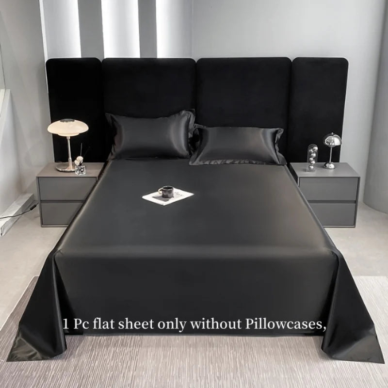 1pc Plain Satin Solid Color Bed Sheets