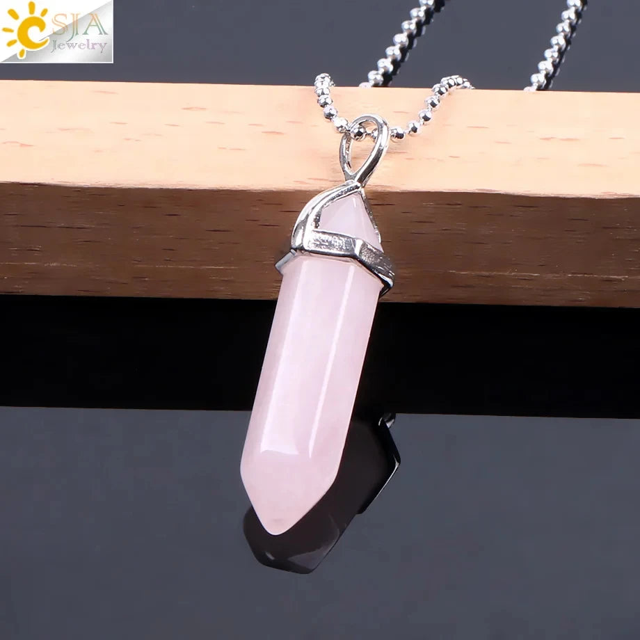 Hexagonal Bullet Crystal Necklaces