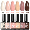 6Pcs Gel Nail Polish Milk Tea