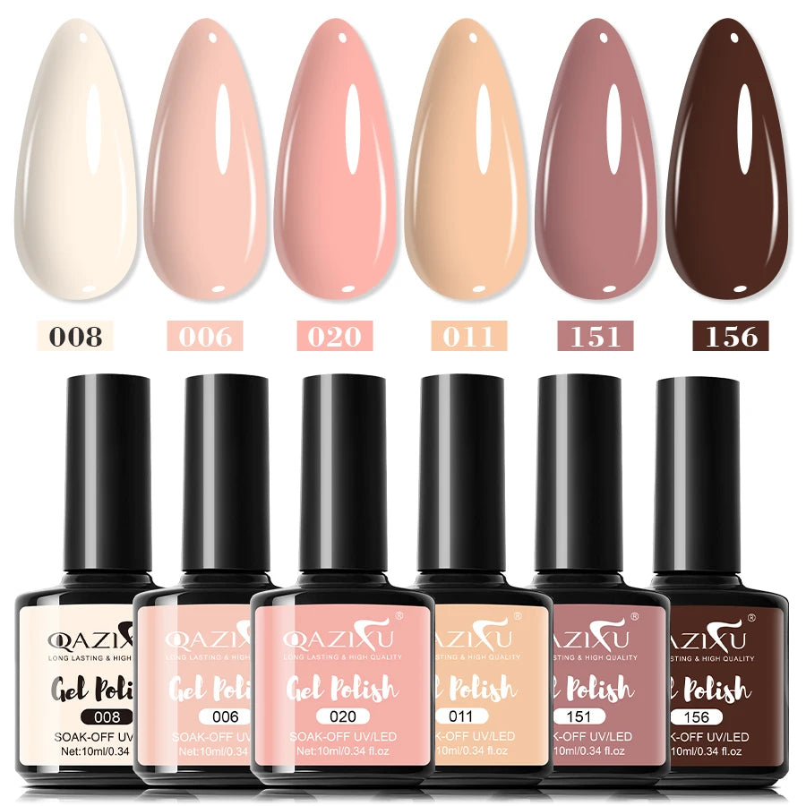 6Pcs Gel Nail Polish Milk Tea