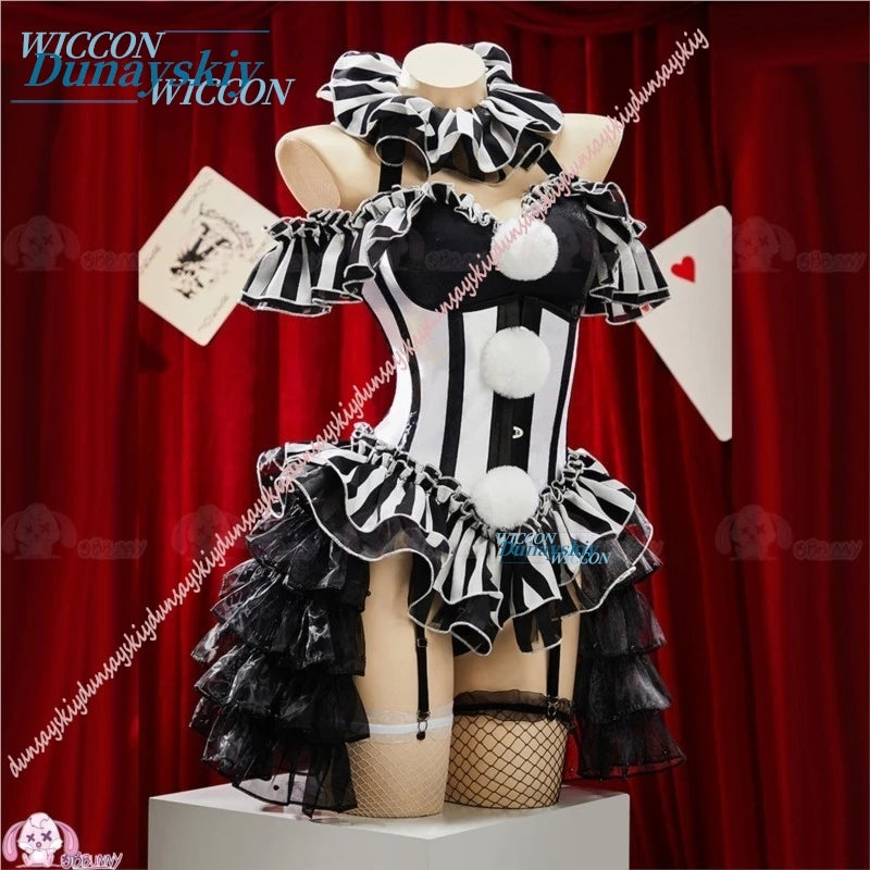 Scary Clown Black White Costume Set